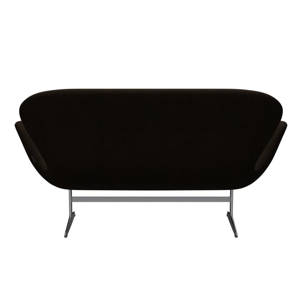 Fritz Hansen Svan soffa 2-sits, satin polerad aluminium/hallingdal svart/brun