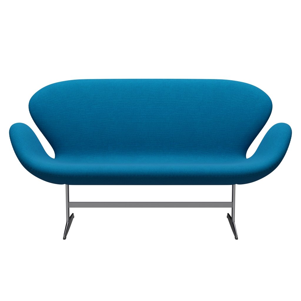 Fritz Hansen Svan soffa 2-sits, satinpolerad aluminium/hallingdal turkos
