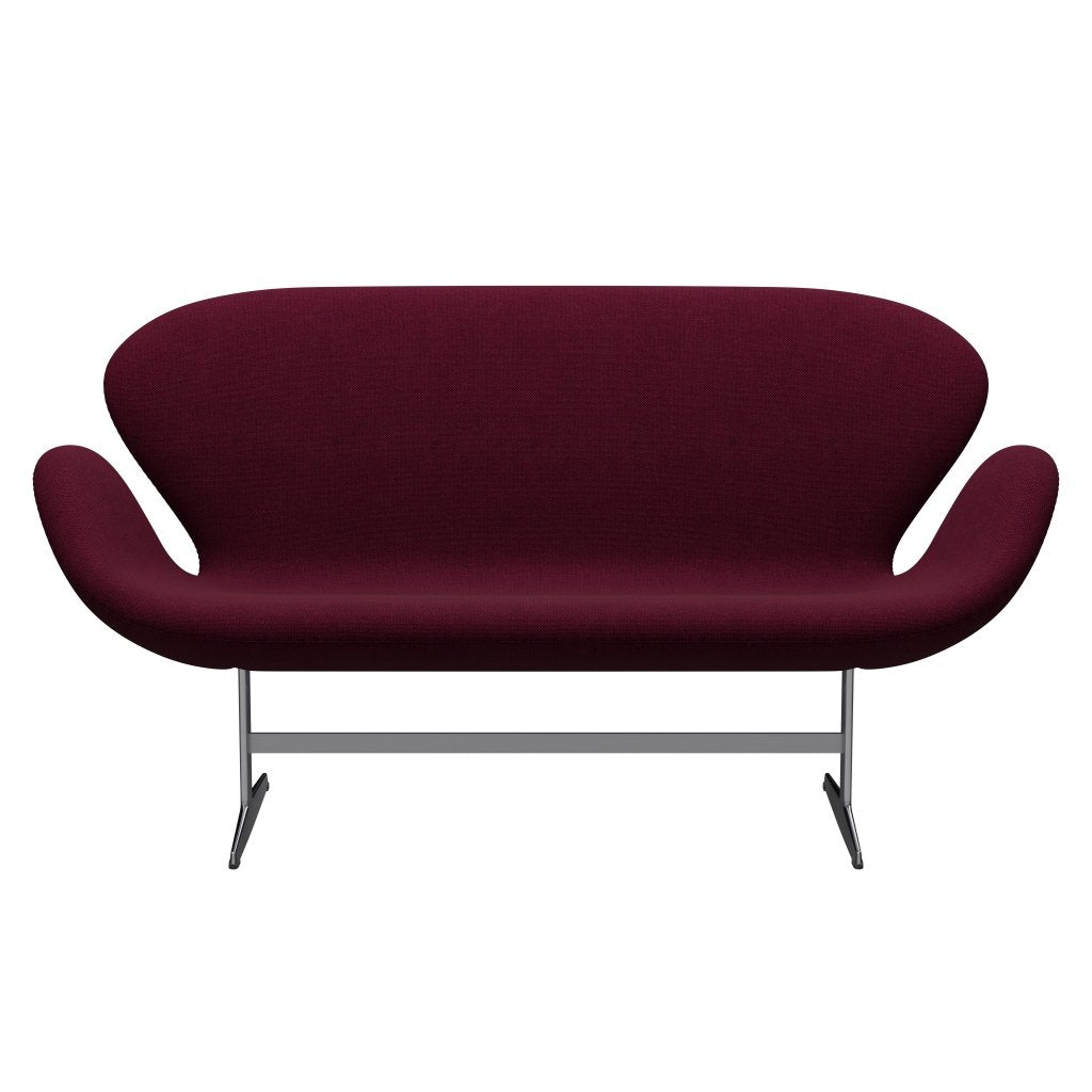 Fritz Hansen Svan soffa 2-sits, satin polerad aluminium/hallingdal vinred/plats