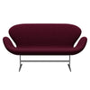 Fritz Hansen Svan soffa 2-sits, satin polerad aluminium/hallingdal vinred/plats