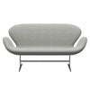 Fritz Hansen Svan soffa 2-sits, satin polerad aluminium/hallingdal vit/grå