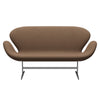 Fritz Hansen Svan soffa 2-person, satin polerad aluminium/omull brun/naturlig