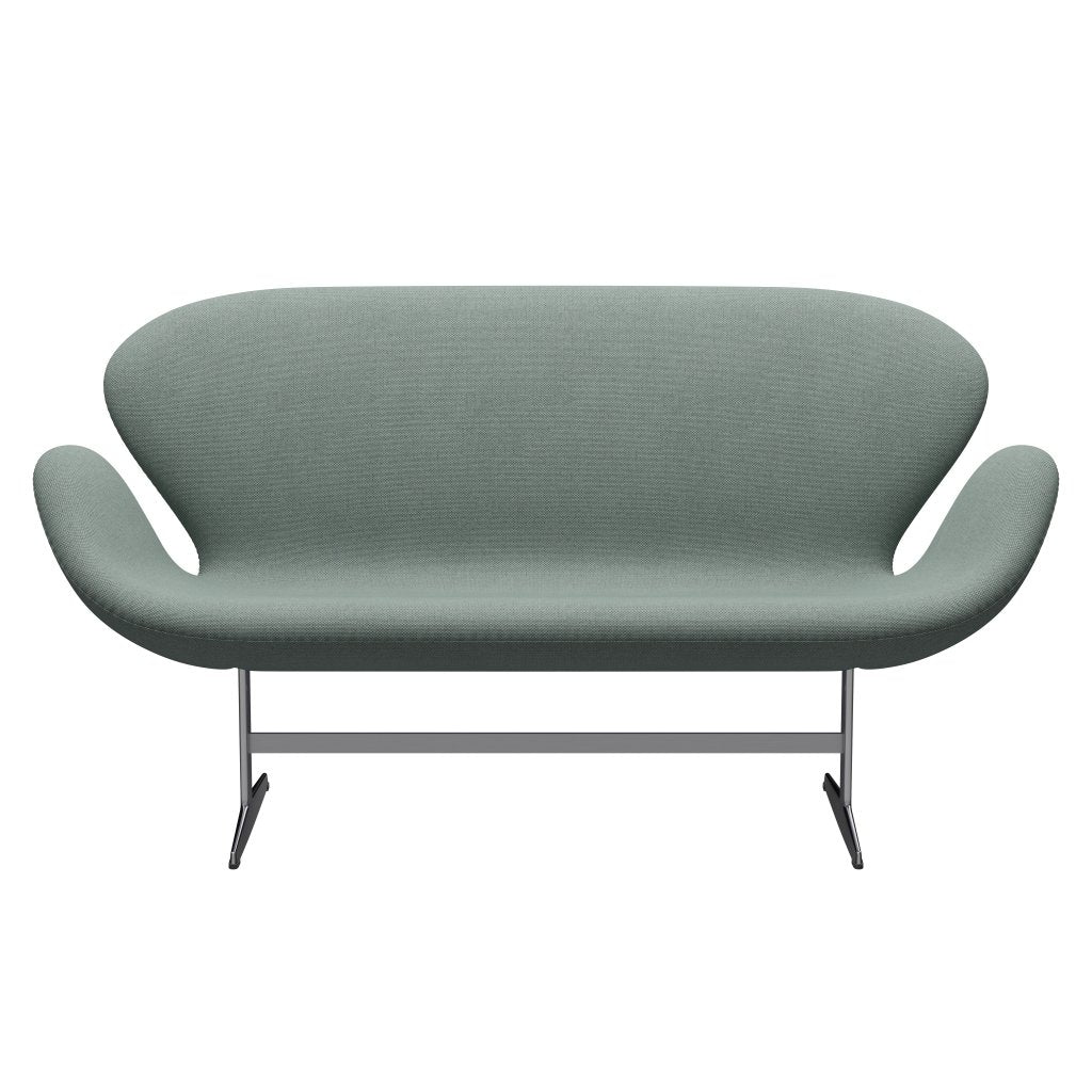 Fritz Hansen Svan soffa 2-person, satin polerad aluminium/omull lätt aqua/naturlig