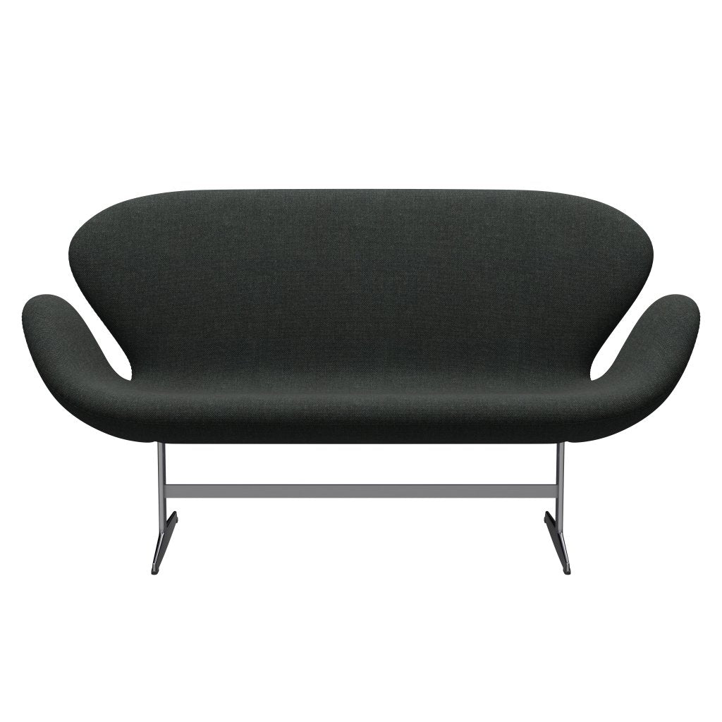 Fritz Hansen Svan soffa 2-person, satin polerad aluminium/omull svart/neutral