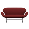 Fritz Hansen Svan soffa 2-person, satin polerad aluminium/stålcut mörkröd/blod