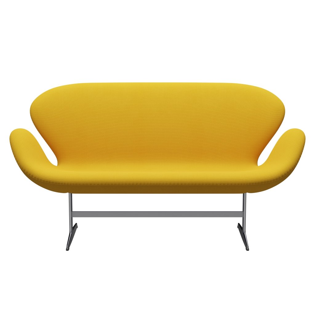 Fritz Hansen Svan soffa 2-sits, satin polerad aluminium/stålcut gul