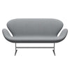 Fritz Hansen Svan soffa 2-sits, satinpolerad aluminium/stålcut ljusgrå