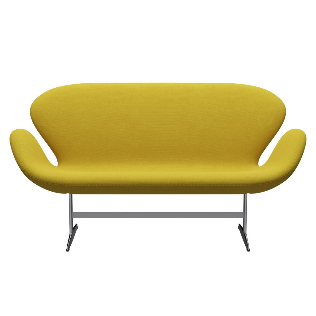Fritz Hansen Svan soffa 2-person, satin polerad aluminium/stålcut ljusgrön/gul