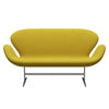 Fritz Hansen Svan soffa 2-person, satin polerad aluminium/stålcut ljusgrön/gul