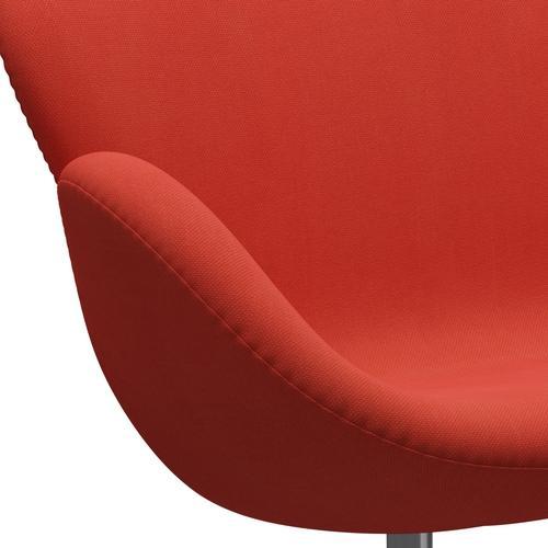 Fritz Hansen Svan soffa 2-sits, satin polerad aluminium/stålcut hög röd