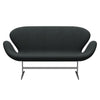 Fritz Hansen Svan soffa 2-sits, satinpolerad aluminium/stålkolkol
