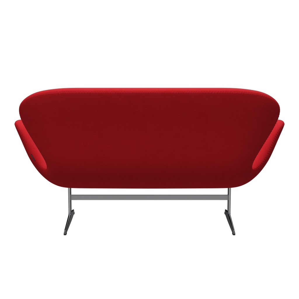 Fritz Hansen Svan soffa 2-sits, satin polerad aluminium/stålcut neonröd