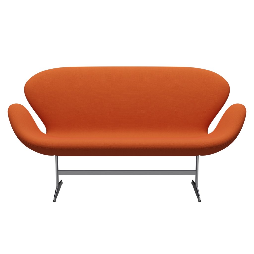 Fritz Hansen Svan soffa 2-sits, satinpolerad aluminium/stålcut mörk orange