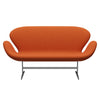 Fritz Hansen Svan soffa 2-sits, satinpolerad aluminium/stålcut mörk orange
