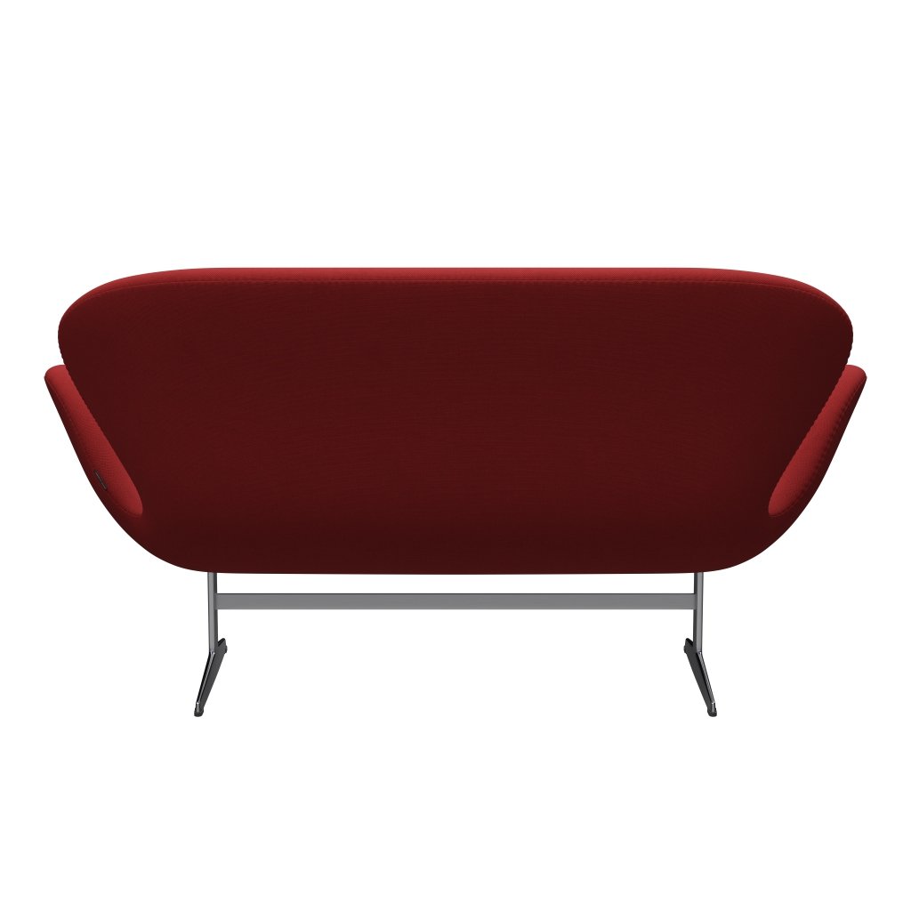 Fritz Hansen Svan soffa 2-sits, satin polerad aluminium/stålcut röd