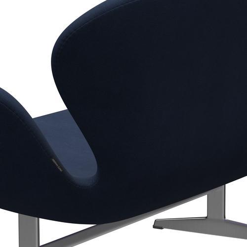 Fritz Hansen Svan soffa 2-sits, satin polerad aluminium/steelcut kungblå