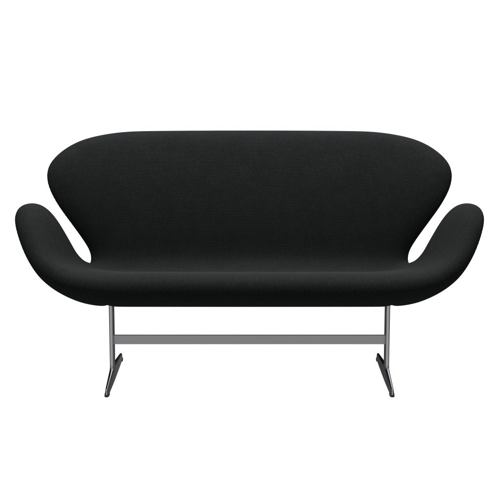 Fritz Hansen Svan soffa 2-sits, satin polerad aluminium/stålkut svart