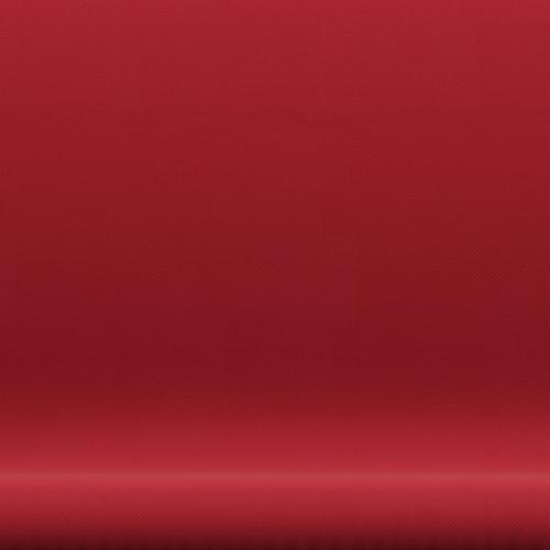 Fritz Hansen Svanesofa 2-Personers, Satinpoleret Aluminium/Steelcut Standard/Light-Dark Red