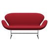 Fritz Hansen Svan soffa 2-person, satin polerad aluminium/stålcut standard/lätt-mörk röd
