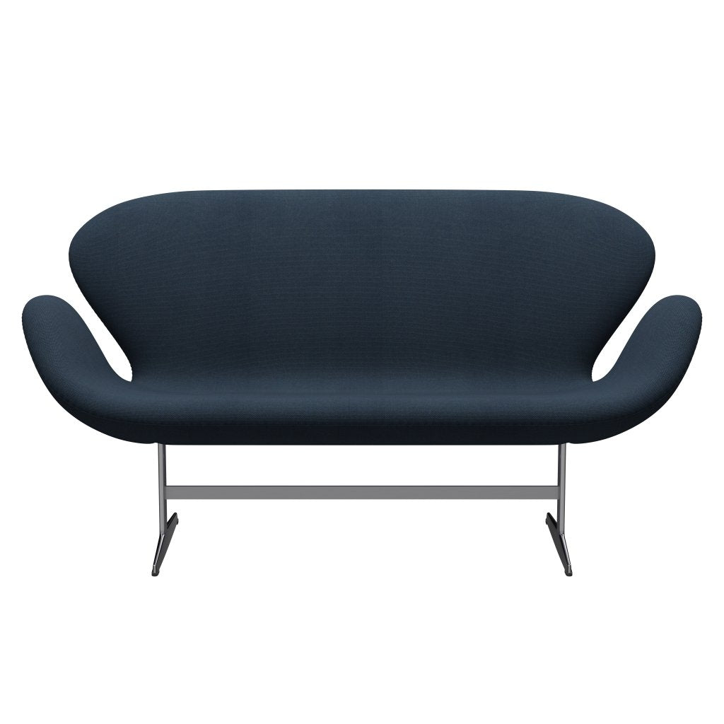 Fritz Hansen Svan soffa 2-person, satin polerad aluminium/steelcut trio mörk dammig blå