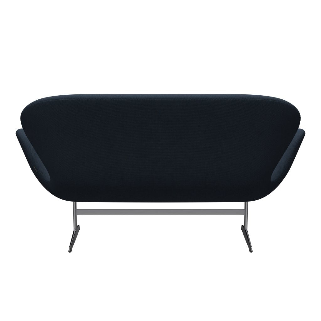 Fritz Hansen Svan soffa 2-person, satin polerad aluminium/stålcut trio mörkbrun blå