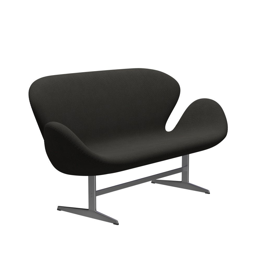 Fritz Hansen Svan soffa 2-sits, satin polerad aluminium/steelcut trio mörkbrun