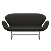 Fritz Hansen Svan soffa 2-sits, satin polerad aluminium/steelcut trio mörkbrun