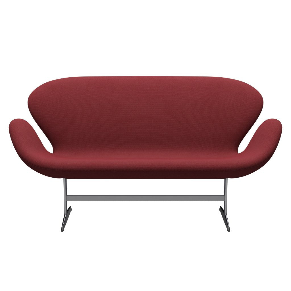 Fritz Hansen Svan soffa 2-sits, satin polerad aluminium/steelcut trio mörkröd