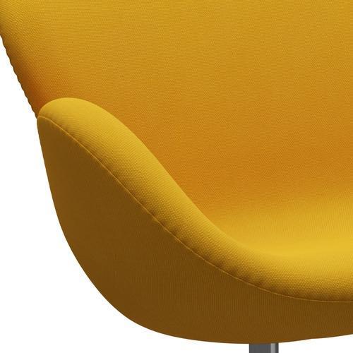 Fritz Hansen Svan soffa 2-sits, satin polerad aluminium/stålcut trio gul