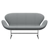 Fritz Hansen Svan soffa 2-sits, satin polerad aluminium/steelcut trio grå