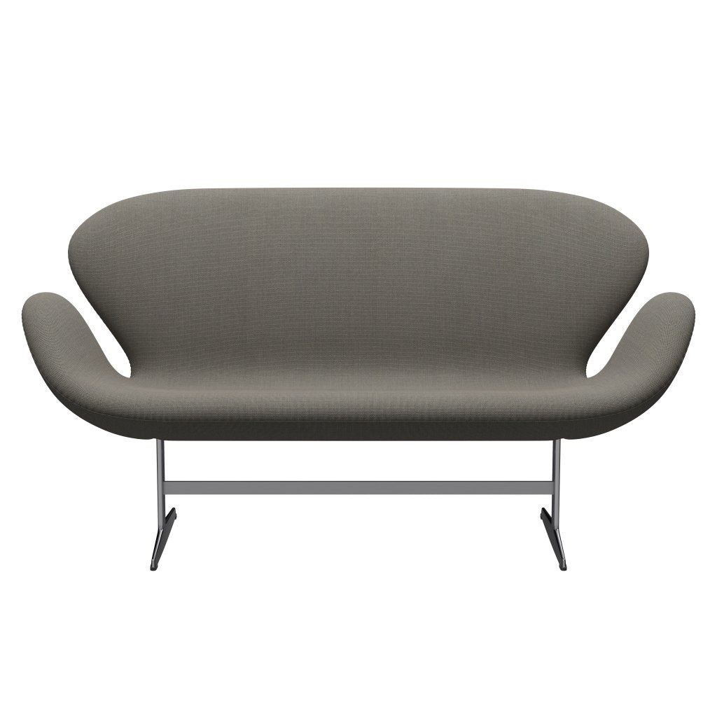 Fritz Hansen Svan soffa 2-person, satinpolerad aluminium/stålcuttrio ljusgråbrun