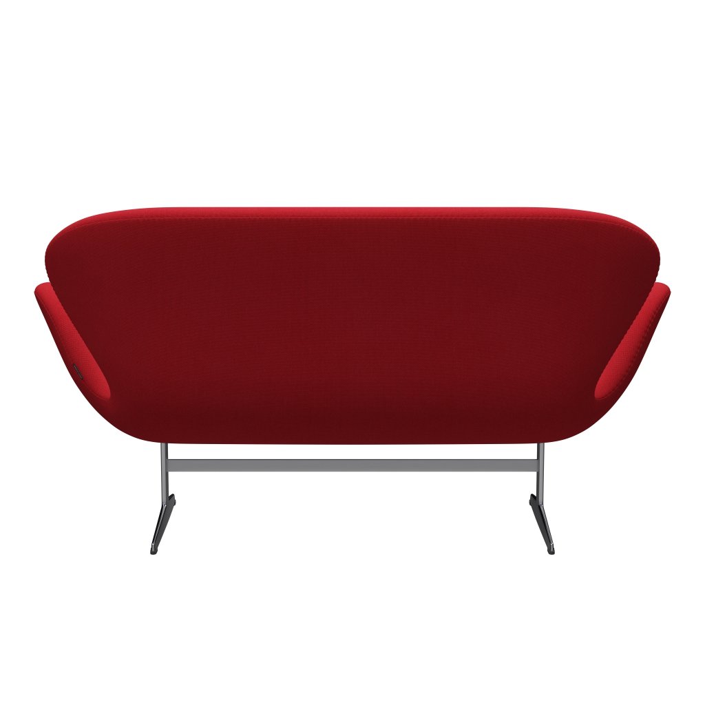 Fritz Hansen Svan soffa 2-sits, satin polerad aluminium/stålcuttrio högröd