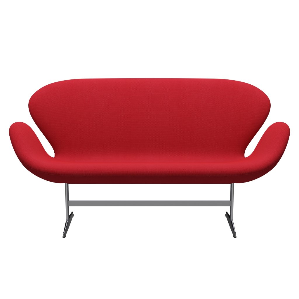 Fritz Hansen Svan soffa 2-sits, satin polerad aluminium/stålcuttrio högröd