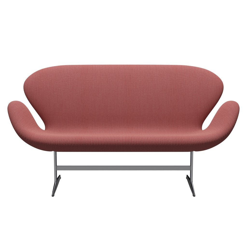 Fritz Hansen Svan soffa 2-person, satin polerad aluminium/stålcut trio rosa/röd/svart