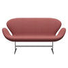 Fritz Hansen Svan soffa 2-person, satin polerad aluminium/stålcut trio rosa/röd/svart