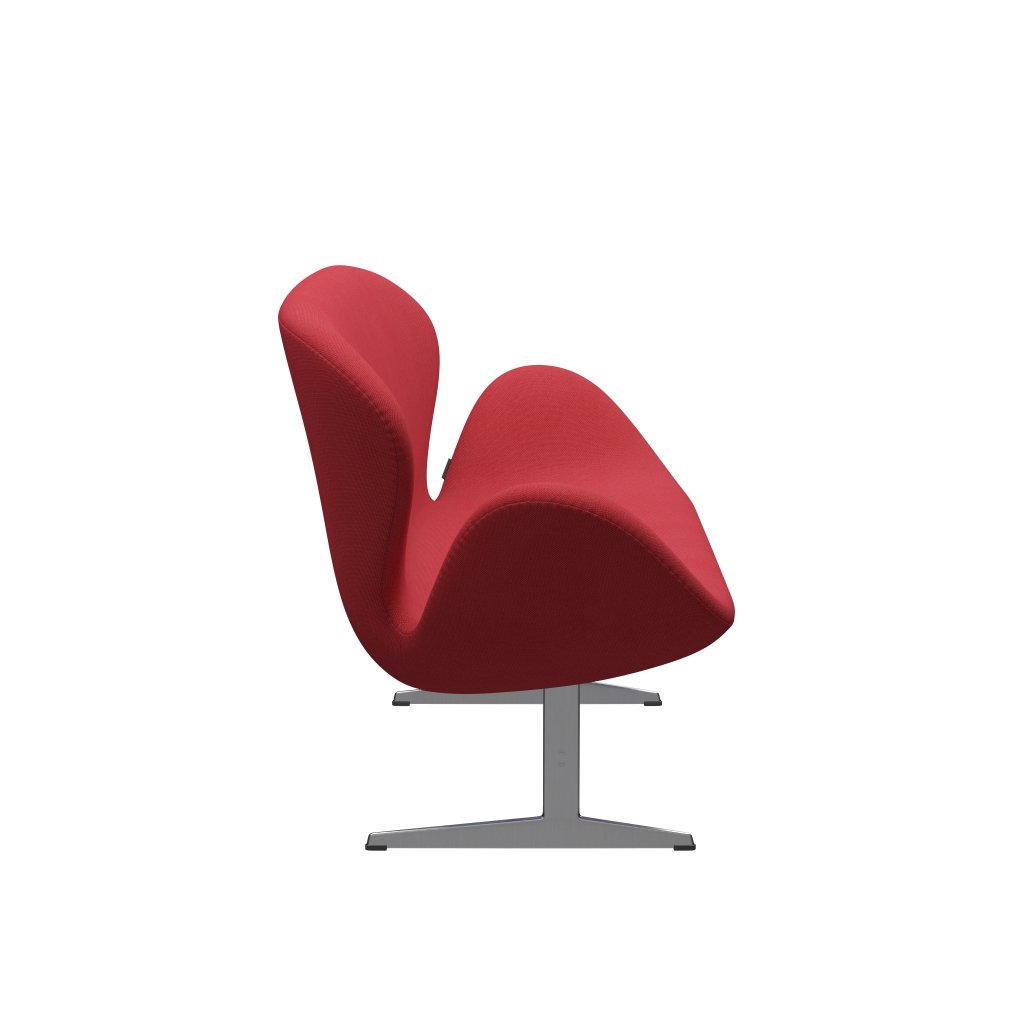 Fritz Hansen Svan soffa 2-sits, satin polerad aluminium/steelcut trio röd