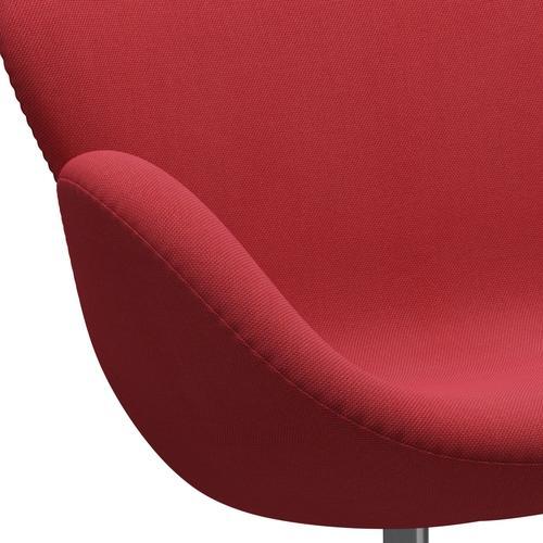 Fritz Hansen Svan soffa 2-sits, satin polerad aluminium/steelcut trio röd