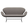 Fritz Hansen Svan soffa 2-sits, satinpolerad aluminium/stålcut trio mörk sand