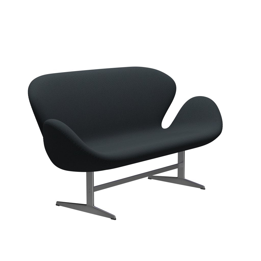 Fritz Hansen Svan soffa 2-sits, satin polerad aluminium/steelcut trio svart