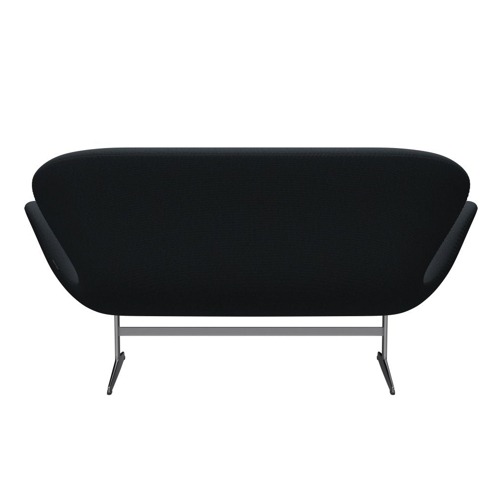 Fritz Hansen Svan soffa 2-sits, satin polerad aluminium/steelcut trio svart