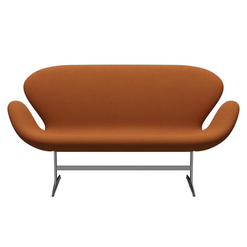 Fritz Hansen Svan soffa 2-person, satinpolerad aluminium/stålcuttrio bränd orange