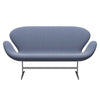 Fritz Hansen Svan soffa 2-person, satin polerad aluminium/steelcut trio vit/blå