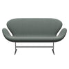 Fritz Hansen Svan soffa 2-person, satin polerad aluminium/steelcut trio whire/mörkgrön