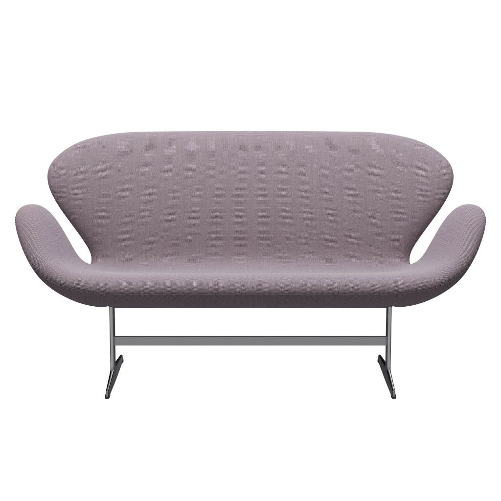 Fritz Hansen Svan soffa 2-person, satinpolerad aluminium/stålcuttrio vit/lila