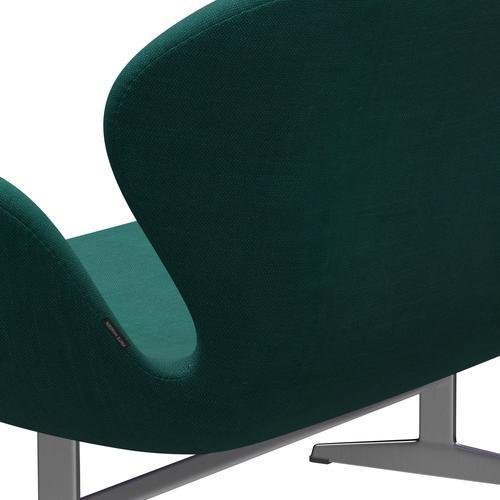 Fritz Hansen Svan soffa 2-sits, satin polerad aluminium/sunniva grönt