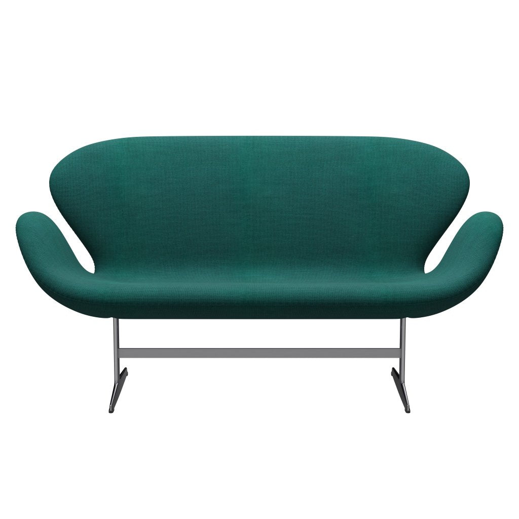 Fritz Hansen Svan soffa 2-sits, satin polerad aluminium/sunniva grönt