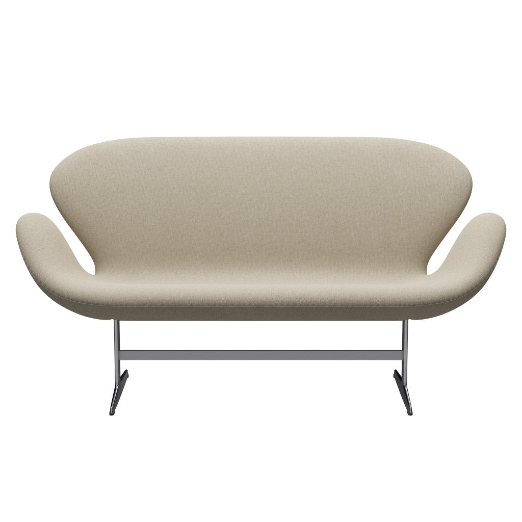 Fritz Hansen Svan soffa 2-sits, satin polerad aluminium/sunniva ljus beige