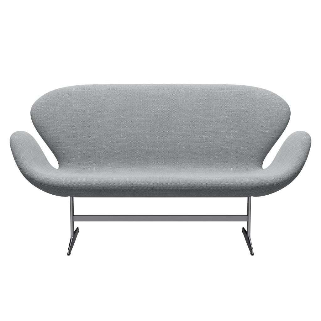 Fritz Hansen Svan soffa 2-person, satin polerad aluminium/sunniva ljusgrå/ljusblå