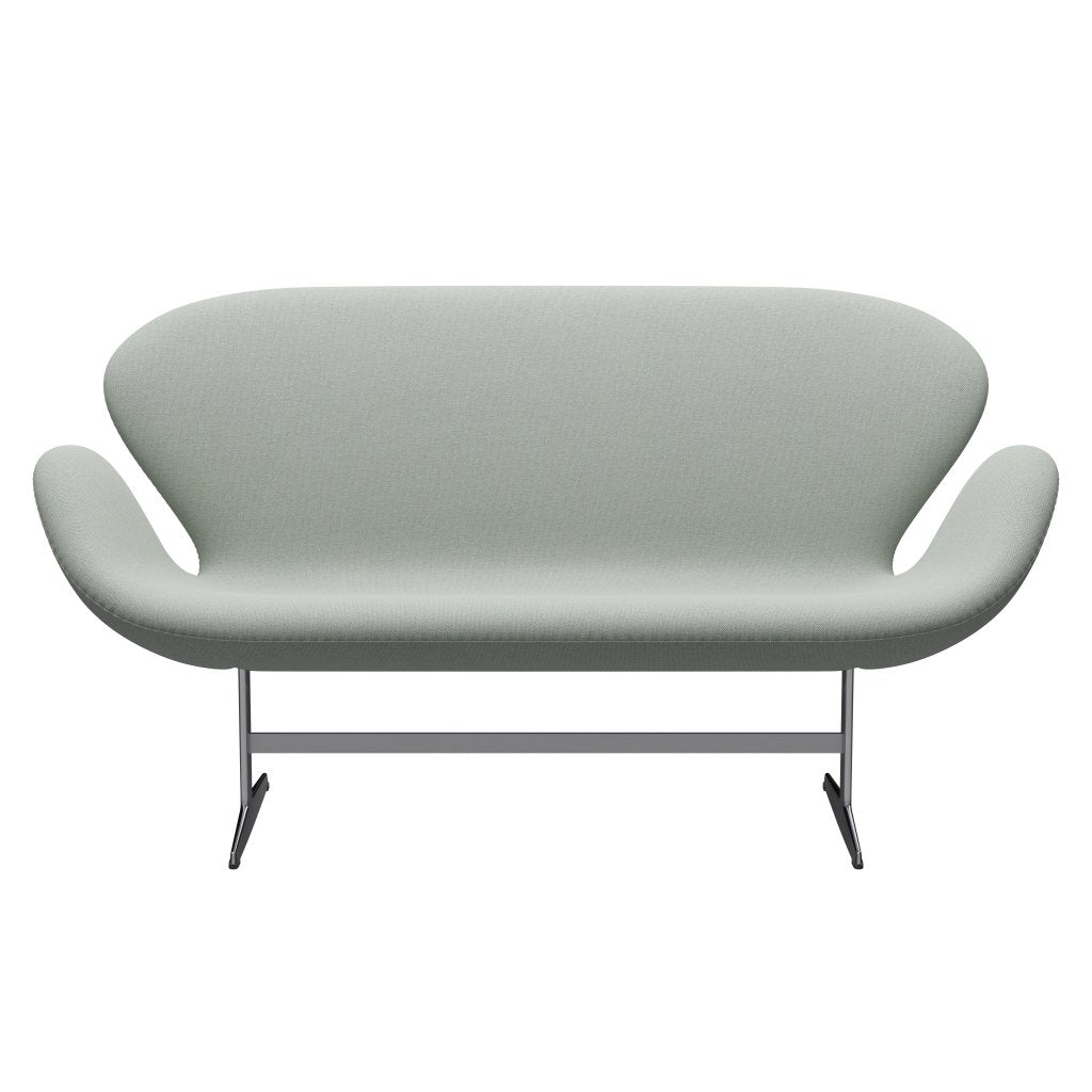 Fritz Hansen Svan soffa 2-sits, satin polerad aluminium/sunniva mintgrön
