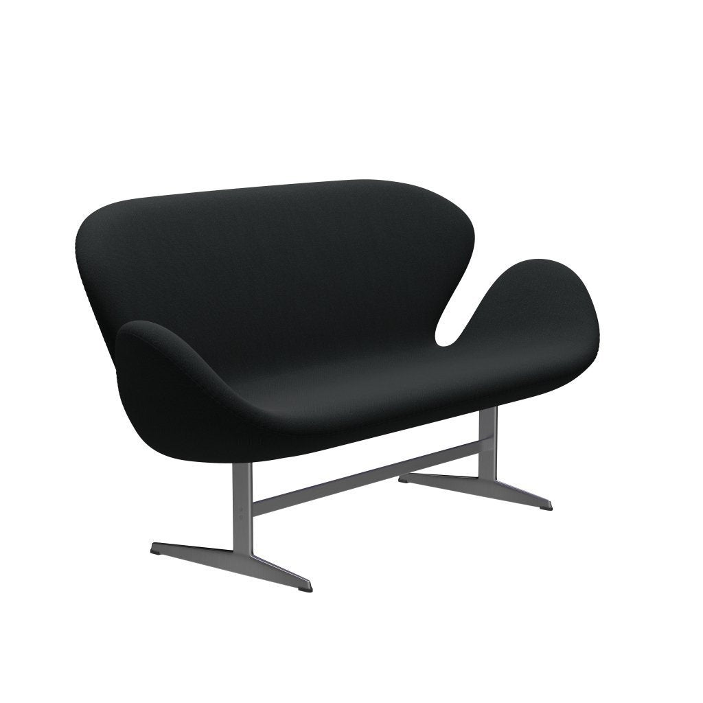 Fritz Hansen Svan soffa 2-sits, satin polerad aluminium/sunniva svart